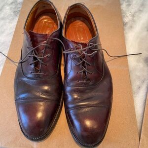 Alden restoration mens leather brown dress shoes size 10.5 tie fair condition